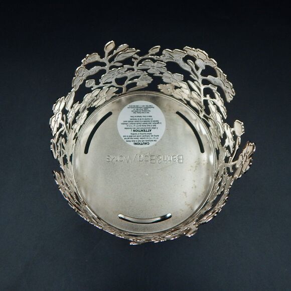 Bath Body Works Metal Pedestal 3 Wick Candle Holder White & Yellow WildFlowers - Picture 5 of 6